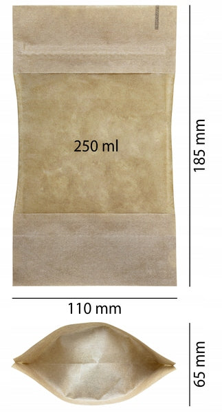 Torba papierowa 11x6,5x18,5cm 50szt. doypack 250ml