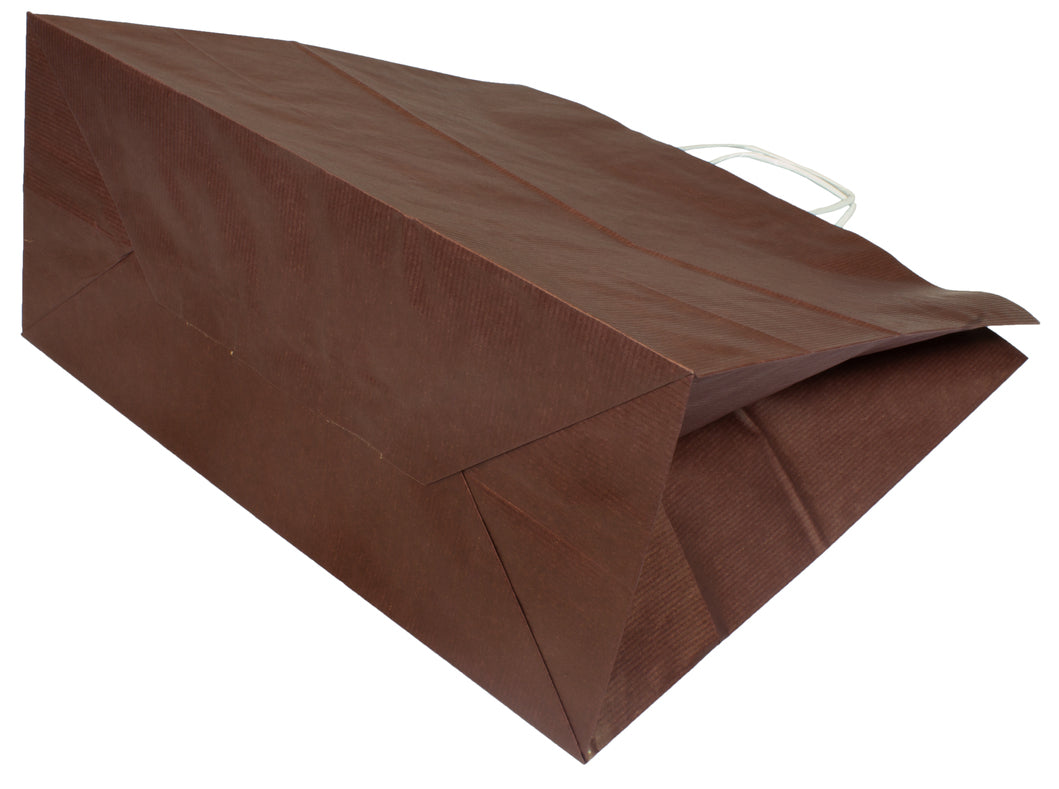 Torba papierowa 400x180x390mm CIEMNY BRĄZ BIAŁA