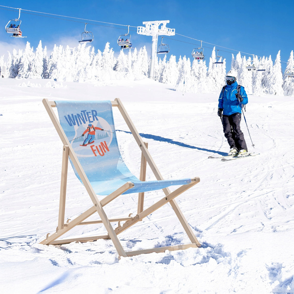 Leżak Zimowy Drewniany WINTER FUN