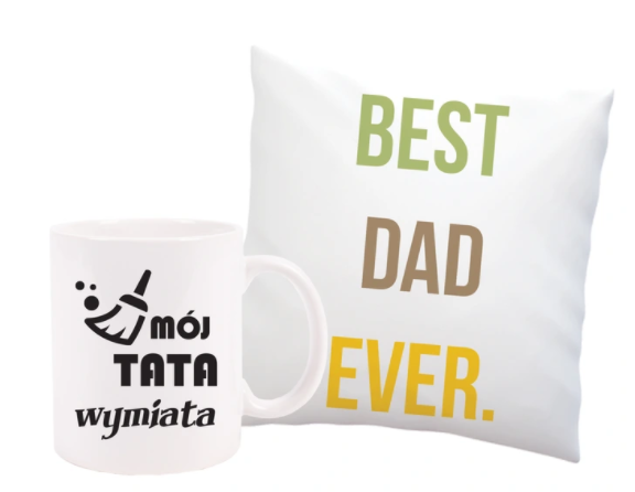 Poduszka best dad ever - kubek prezent na dzień taty