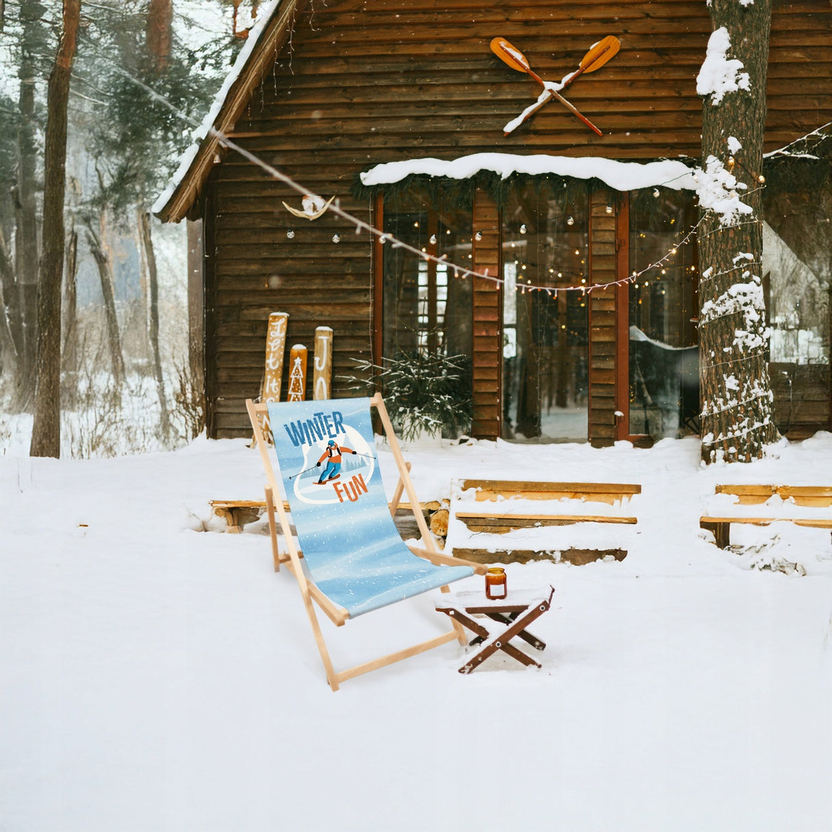 Leżak Zimowy Drewniany WINTER FUN